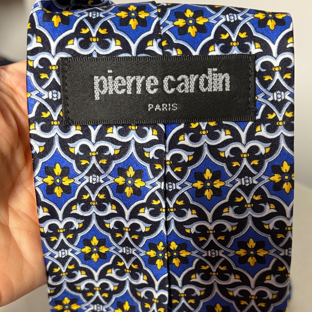 Pierre Cardin Geometric Blue and Yellow Tie